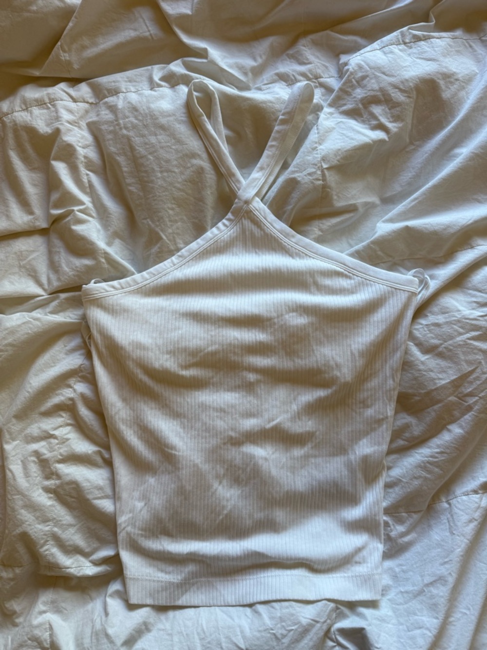 Old Navy White Ribbed Cross-Back Tank Top
